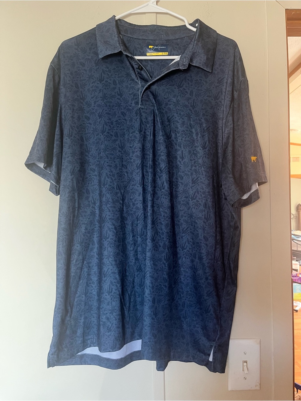 Jack Nicklaus Men's Navy Cactus Desert Print Moisture Wicking Polo